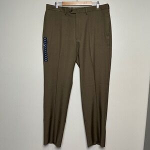 Haggar Travel Performance Pants Mens 38x32 Khaki Classic Fit Stretch NWT